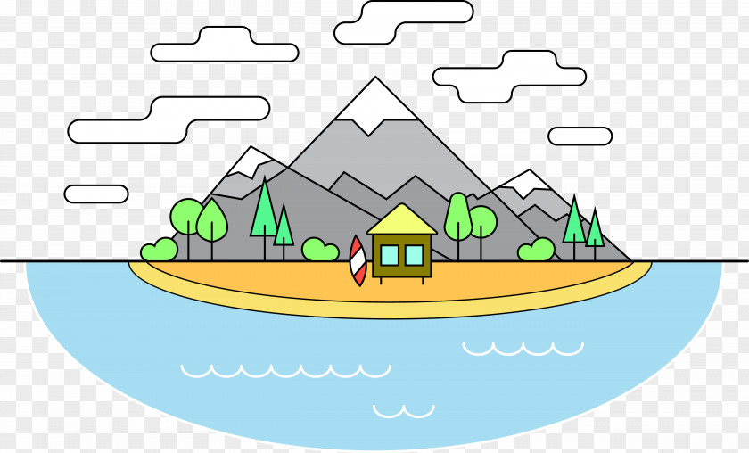 Lake Villa Vector Cartoon PNG