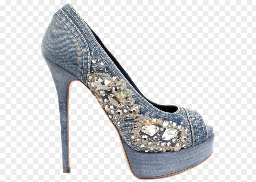Qian Ma Can Lorenz Denim Diamond Heels Court Shoe High-heeled Footwear Boot Dress PNG