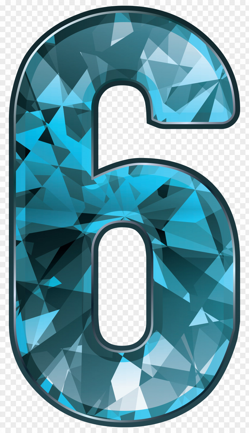 Blue Crystal Number Six Clipart Image Numerical Digit Clip Art PNG