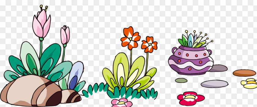 Flowers And Green Grass PNG