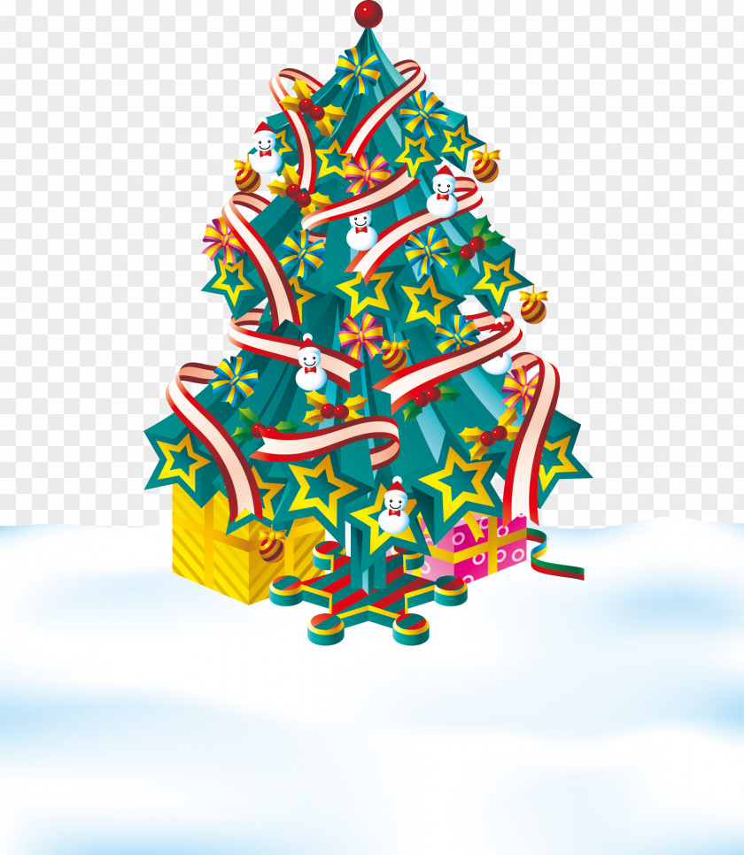 Vector Christmas Tree Cartoon Illustration PNG