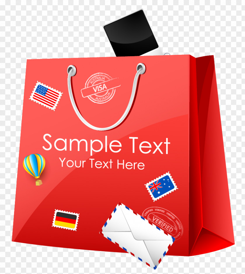 Vector Shopping Bag Material Paper Red PNG