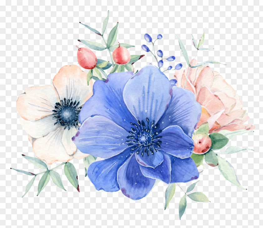 Beauti Ornament Watercolor: Flowers Watercolor Painting Tote Bag Canvas PNG