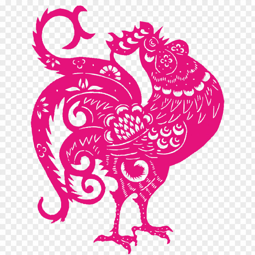 Paper-cut Big Cock Chicken Chinese Paper Cutting Papercutting PNG