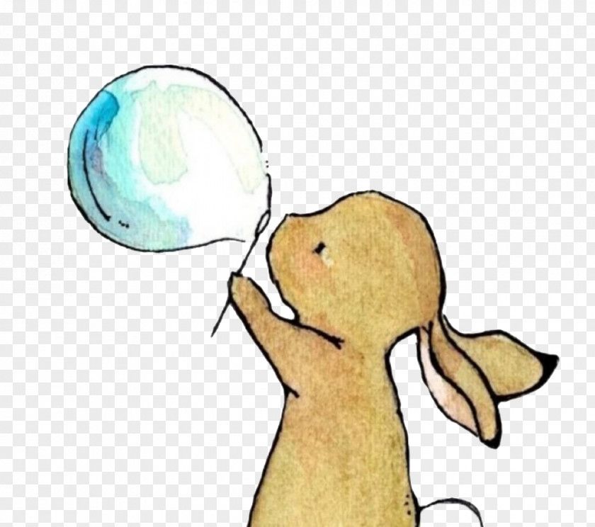 Bunny Blowing Bubbles Rabbit Drawing Illustration PNG
