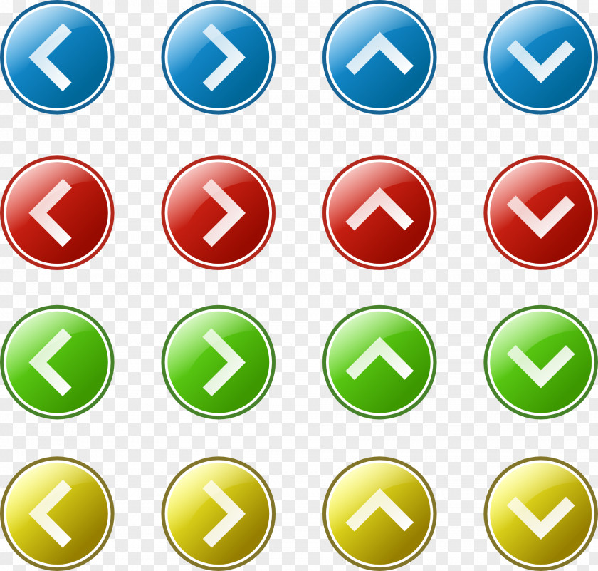 Color Each Direction Of The Arrow Button Clip Art PNG