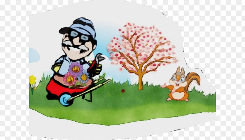 Tree Vehicle Watercolor Garden PNG