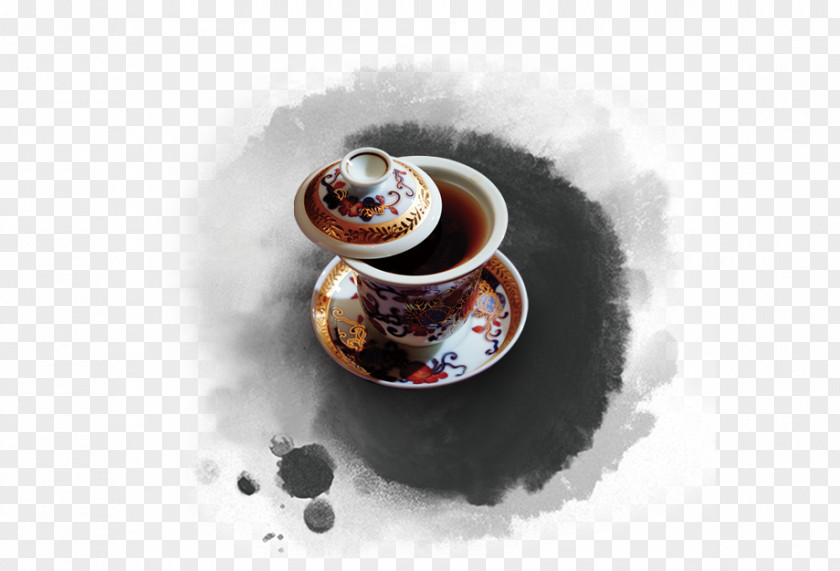 Cup Tea Ink Wash Painting Chawan PNG