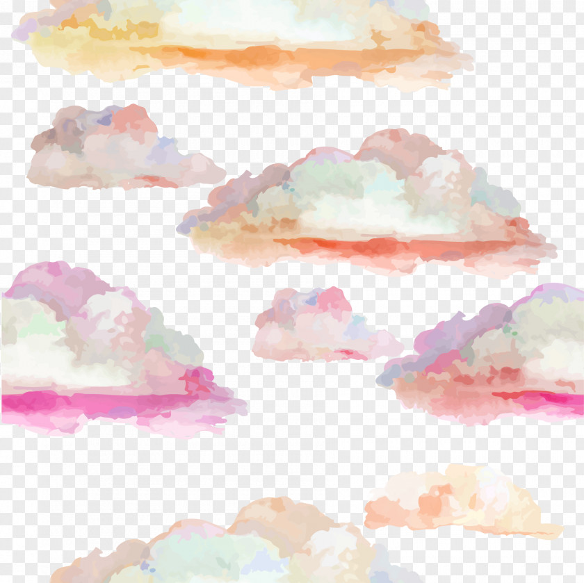 Colorful Clouds Cloudscape Photography Watercolor Painting PNG