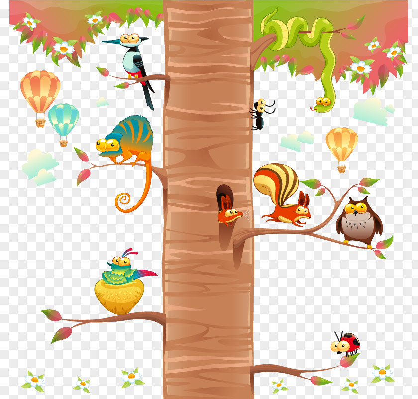 Forest Trees Animal Photography Cartoon Illustration PNG
