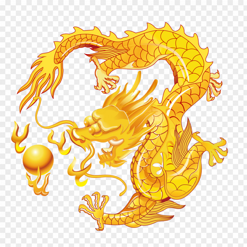 Golden Dragon Chinese Zodiac Fenghuang Totem PNG