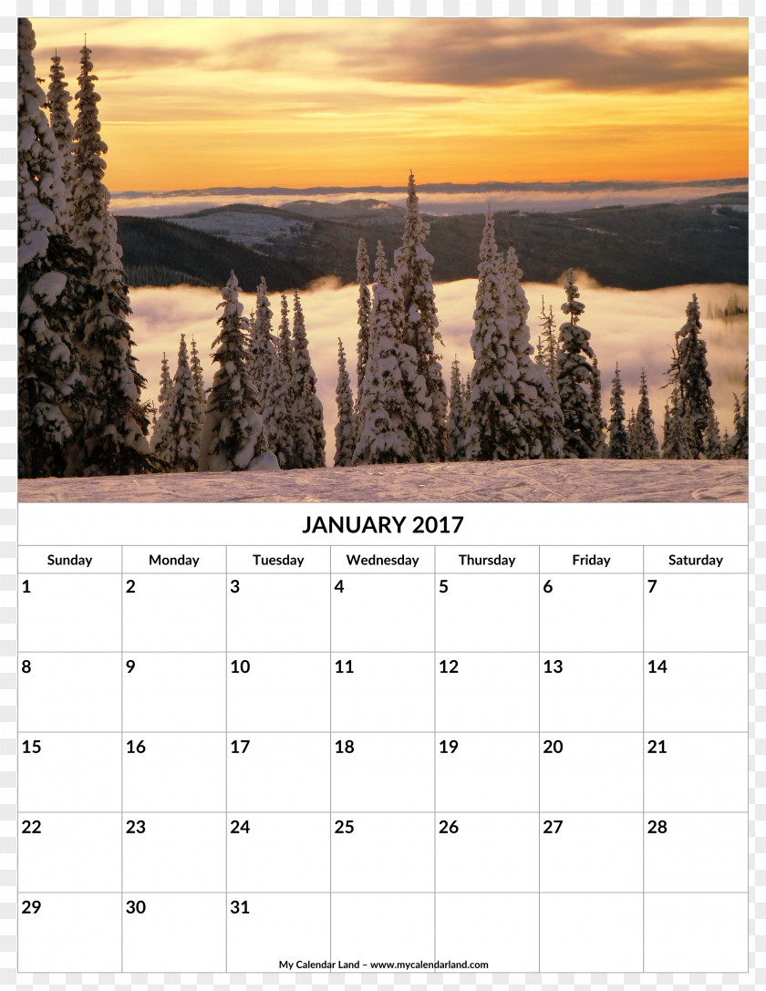 Winter Calendar Landscape Snow Solstice PNG