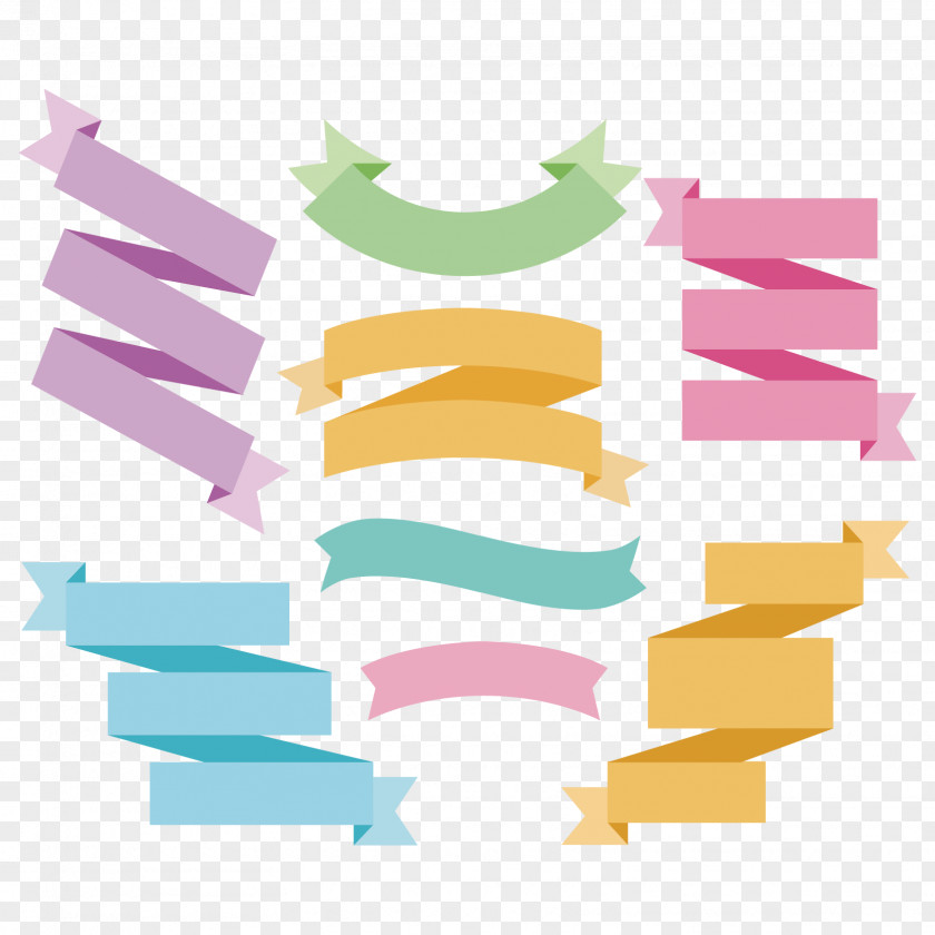 Color Ribbon Design Vector Material Paper Adobe Illustrator PNG