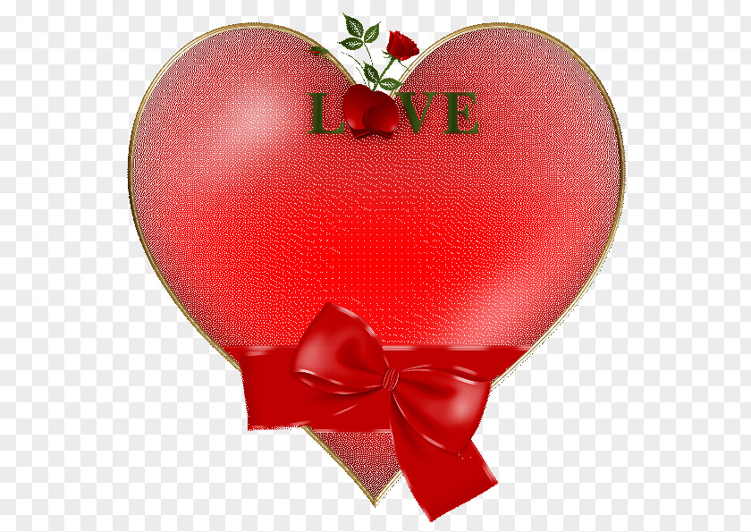 Red Hearts With Bow And Rose Clipart PNG
