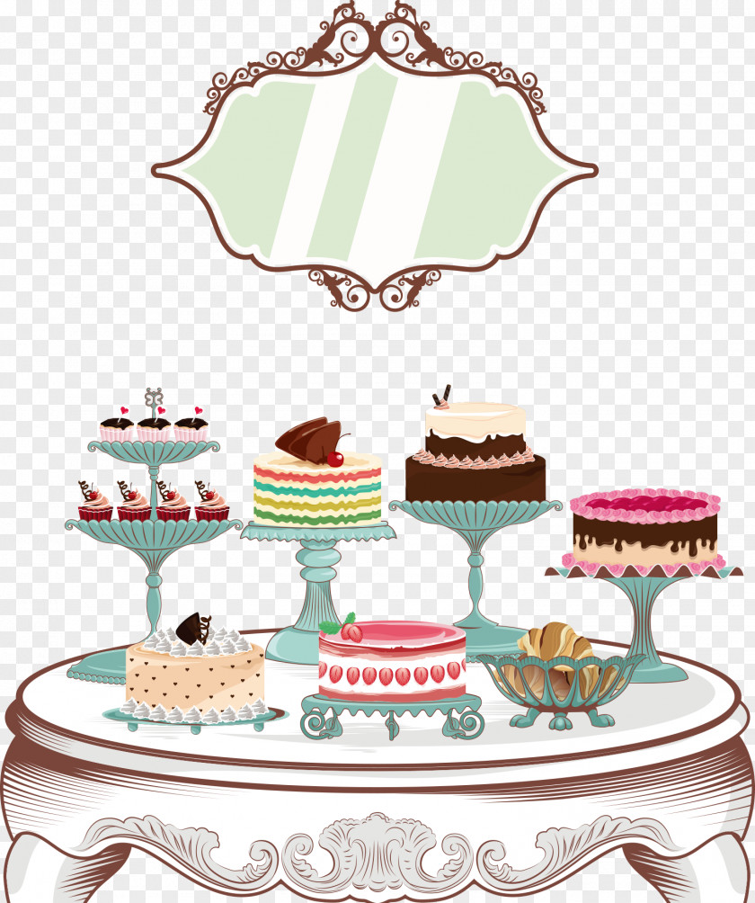 Vector Cartoon Cake On The Table Sugar Royal Icing Torte Dessert PNG