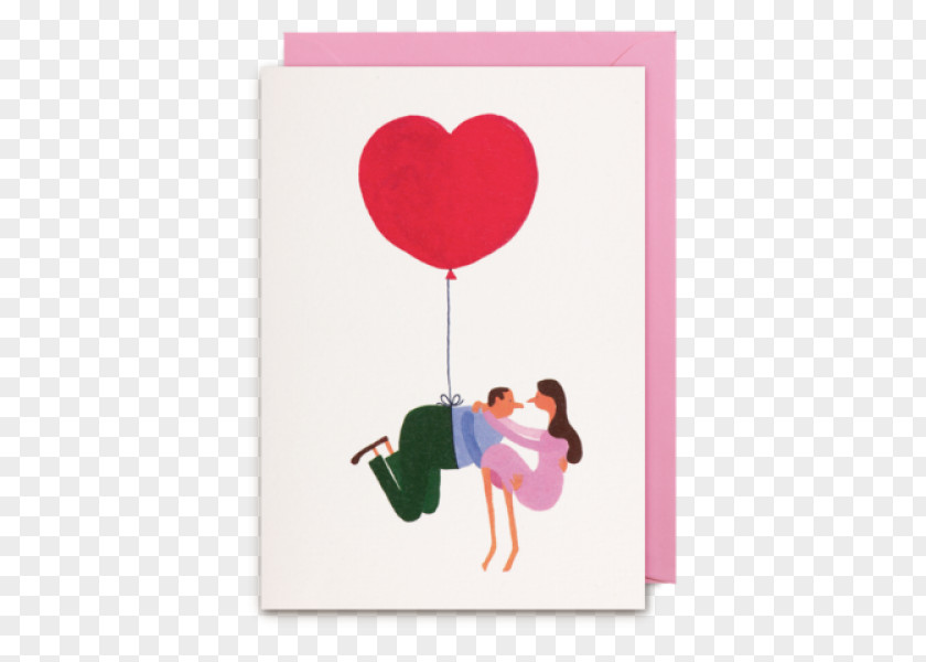 Balloon Flying Heart Brewing Pink M Greeting & Note Cards PNG