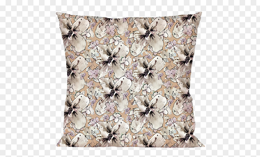 Floral Textile Throw Pillows Cushion Brown PNG
