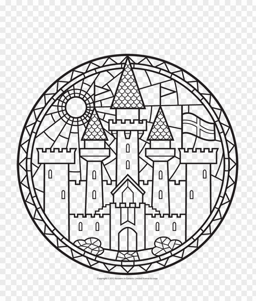Castle Coloring Pages Window Stained Glass Book PNG