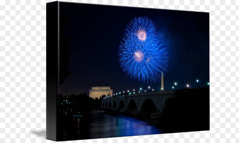 Fireworks Lincoln Memorial Gallery Wrap Canvas Desktop Wallpaper PNG