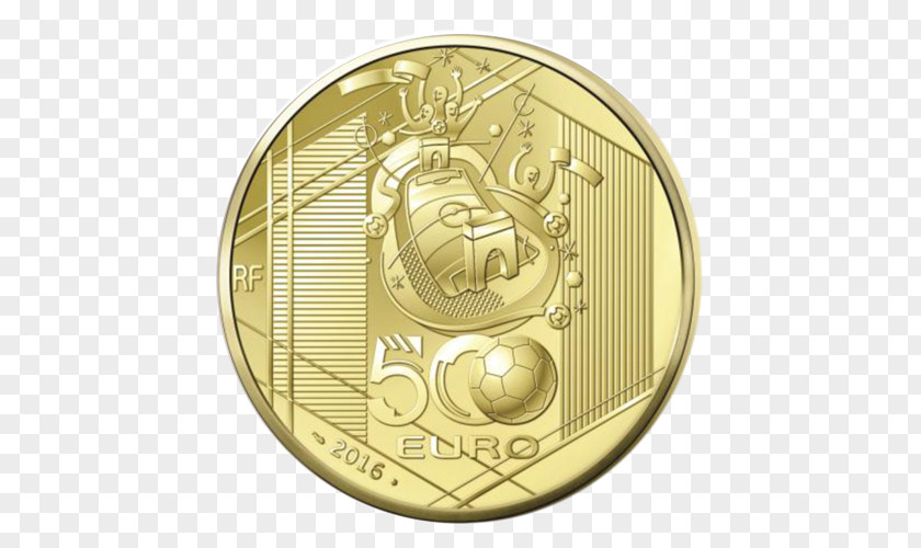 500 Euro Coin Gold The UEFA European Football Championship Medal PNG