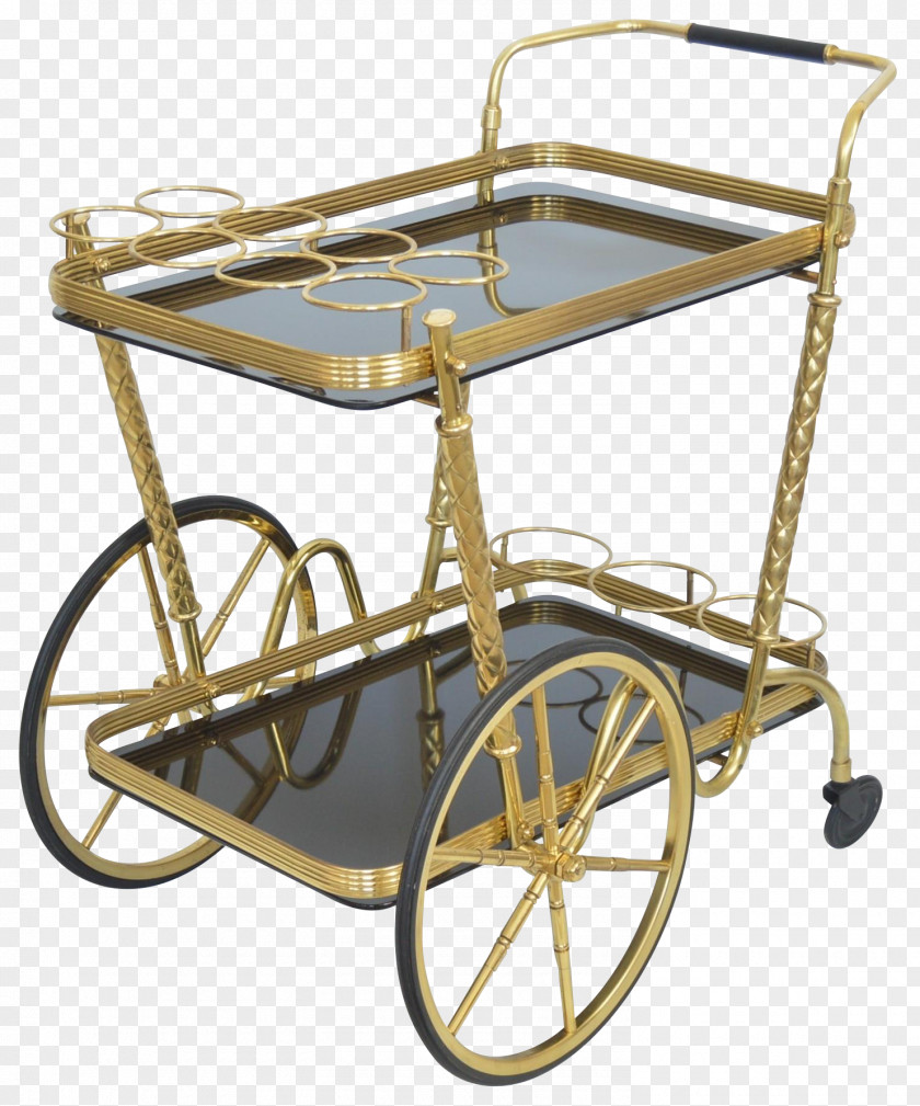 Brass Cart Hand Truck Wheelbarrow Glass PNG