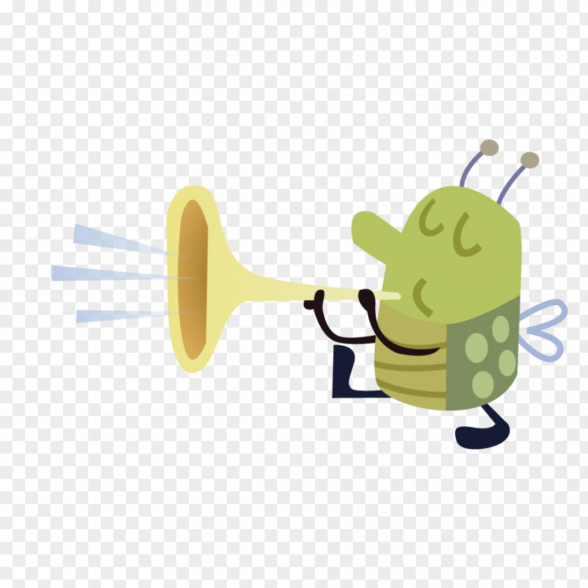 Cartoon Bee Trumpets Trumpet Animation PNG