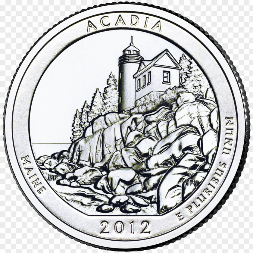 Coin Acadia National Park Philadelphia Mint Quarter United States PNG