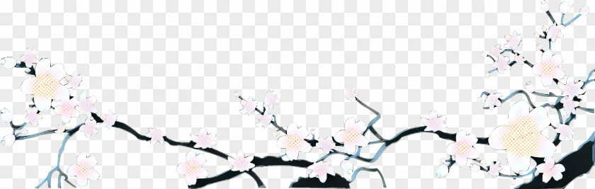 Branch Calligraphy Cherry Blossom Cartoon PNG