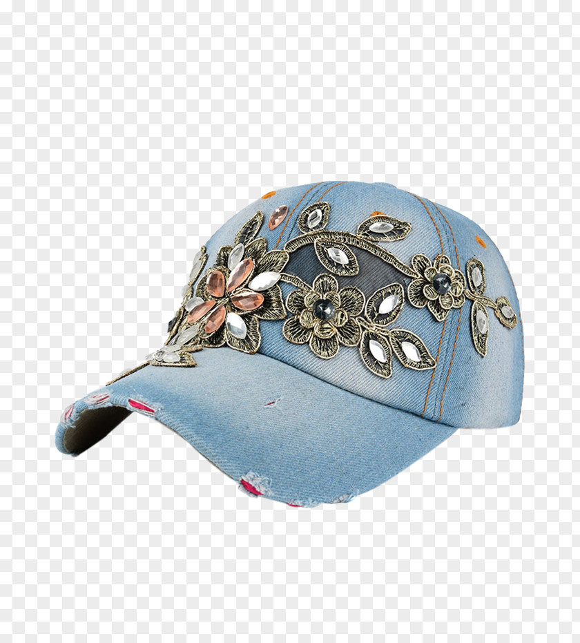 Denim Cap Baseball Embroidery Hat PNG