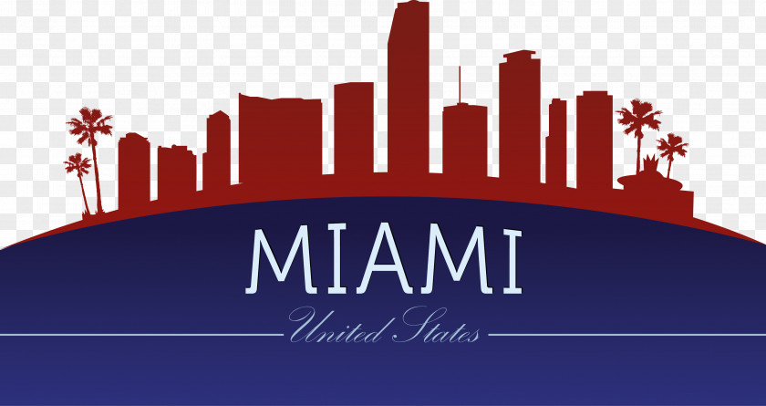 City Miami Skyline Silhouette Clip Art PNG