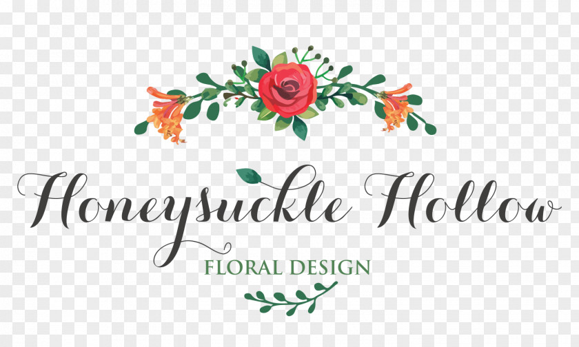 Honeysuckle Floral Design Flower Logo Text PNG