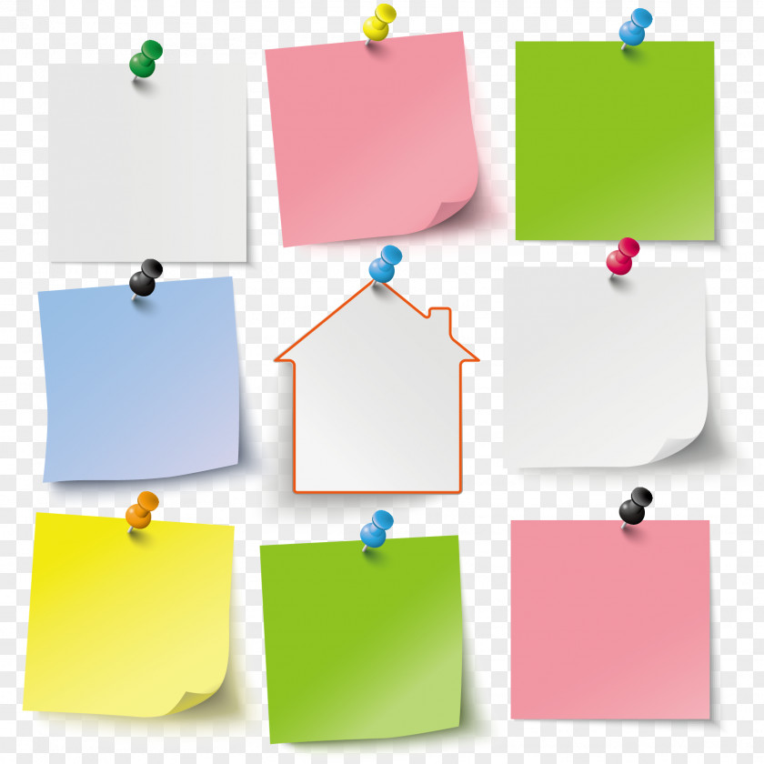 Vector Color Notes Paper Material Clip Post-it Note Notebook PNG