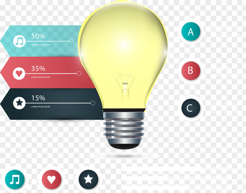 Vector Painted PPT Bulb Energy Conservation Euclidean Infographic PNG