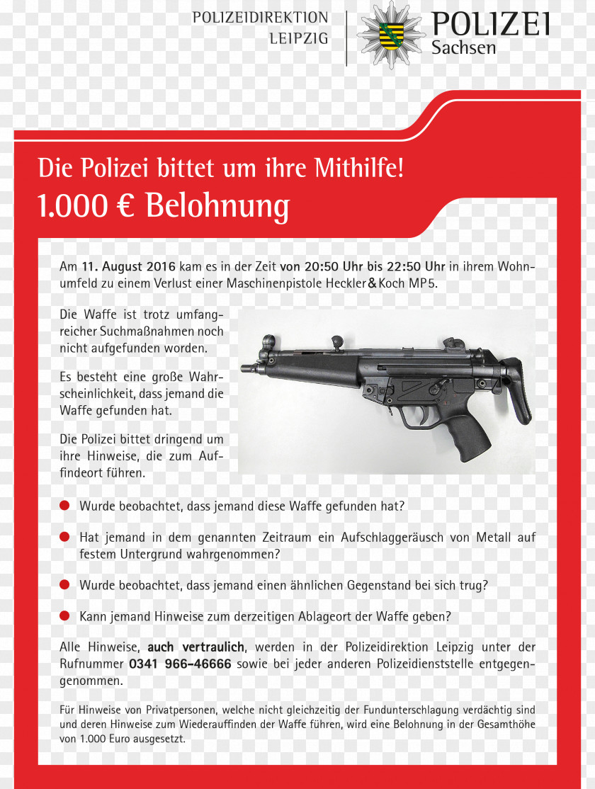 Weapon Leipzig Submachine Gun Heckler & Koch MP5 Police PNG