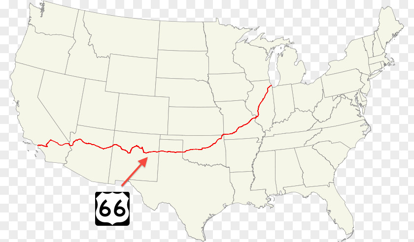 Moral And Cultural Construction U.S. Route 66 Map PNG