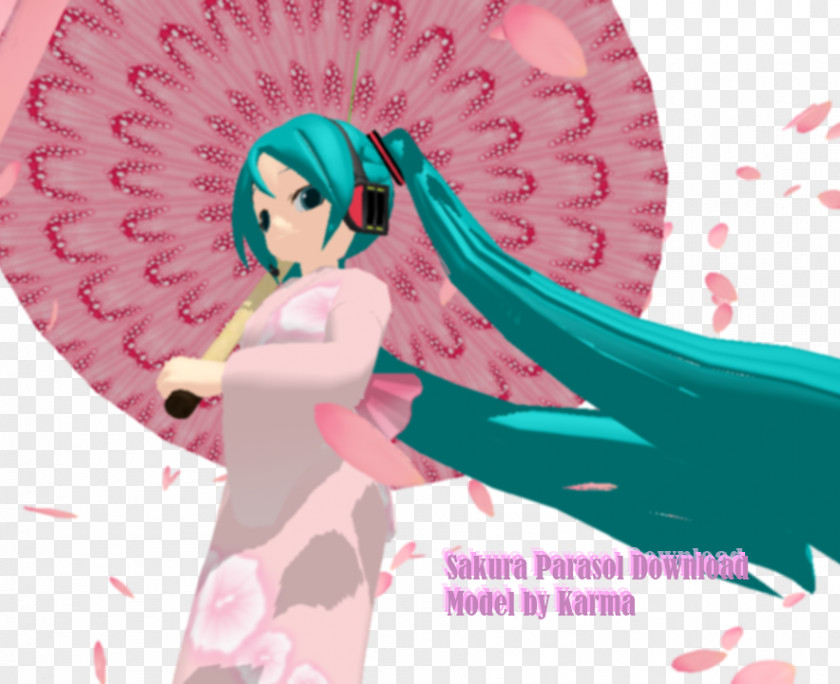 Mmd Parasol Oil-paper Umbrella MikuMikuDance Hatsune Miku Cherry Blossom PNG