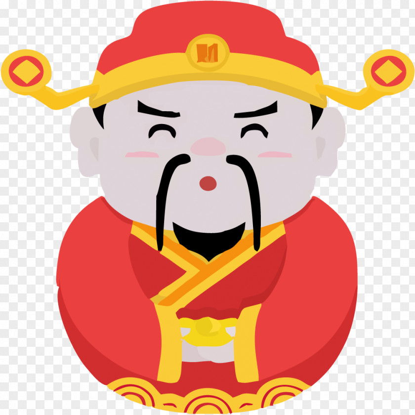 Chinese New Year Festive Red Vector Treasurer Caishen PNG
