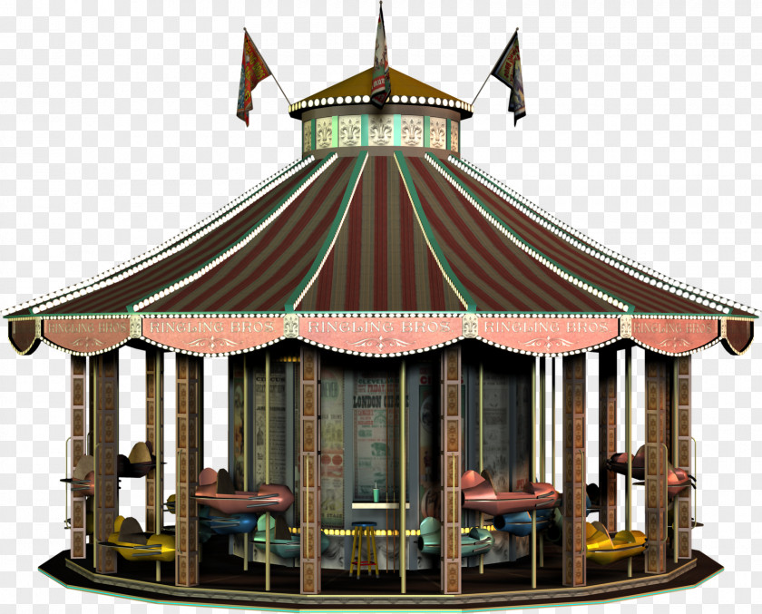 Circus Animal Amusement Ride Gazebo Park PNG