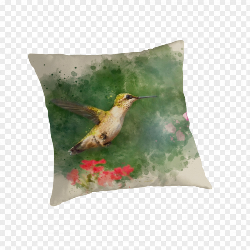 Pillow Hummingbird Throw Pillows Cushion Watercolor Painting PNG