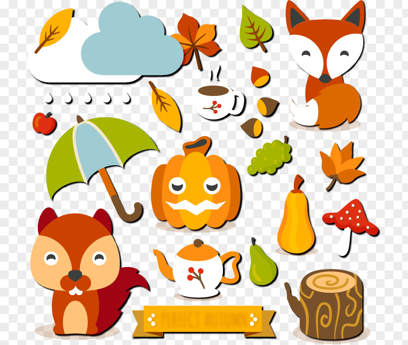 Autumn Vector Elements Euclidean Download Rain Child PNG