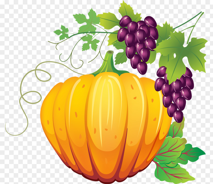 Bananas And Grapes Pumpkin Autumn Clip Art PNG