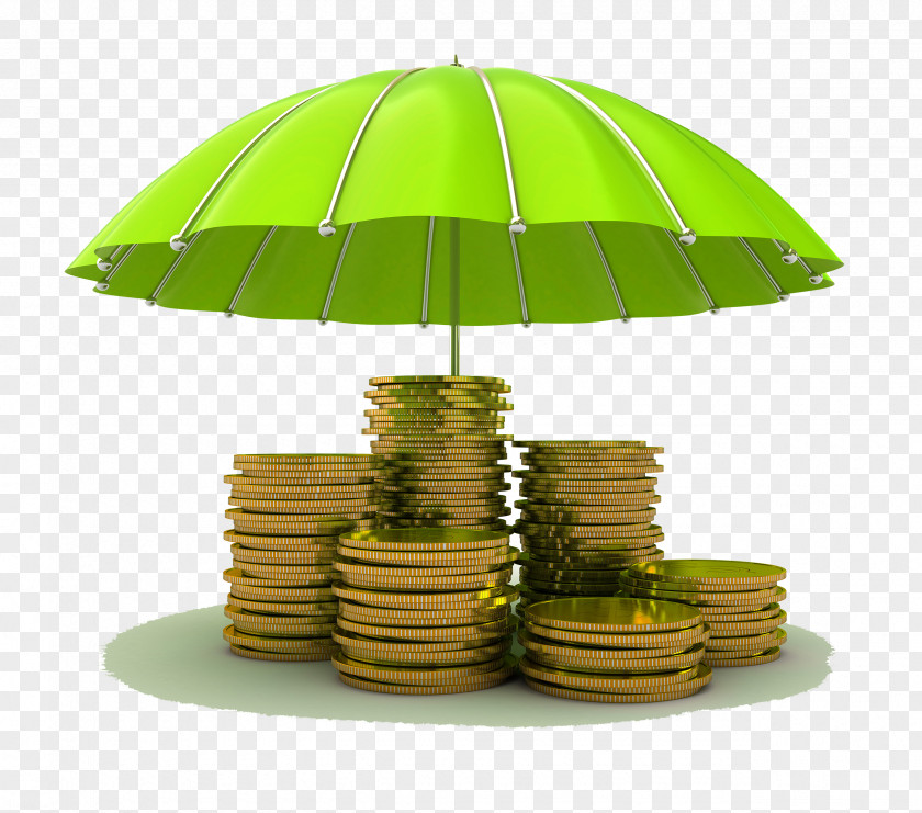 Under The Green Umbrella Stacked Coins Gold Coin Stock Photography PNG