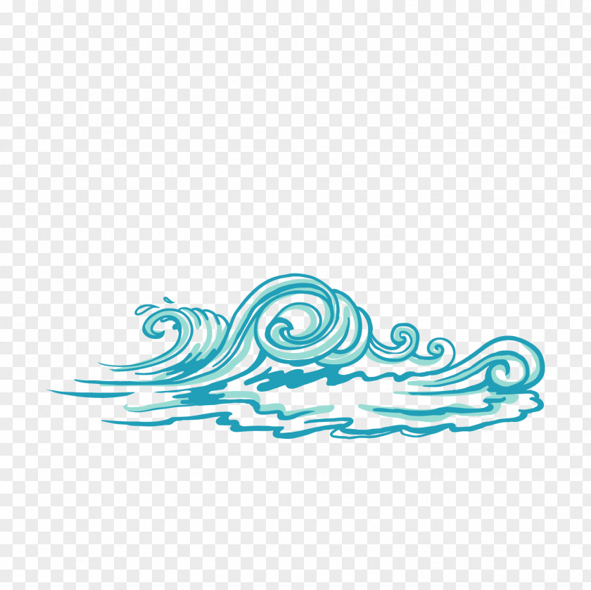 Hand Painted Blue Wave Vector Material Euclidean PNG