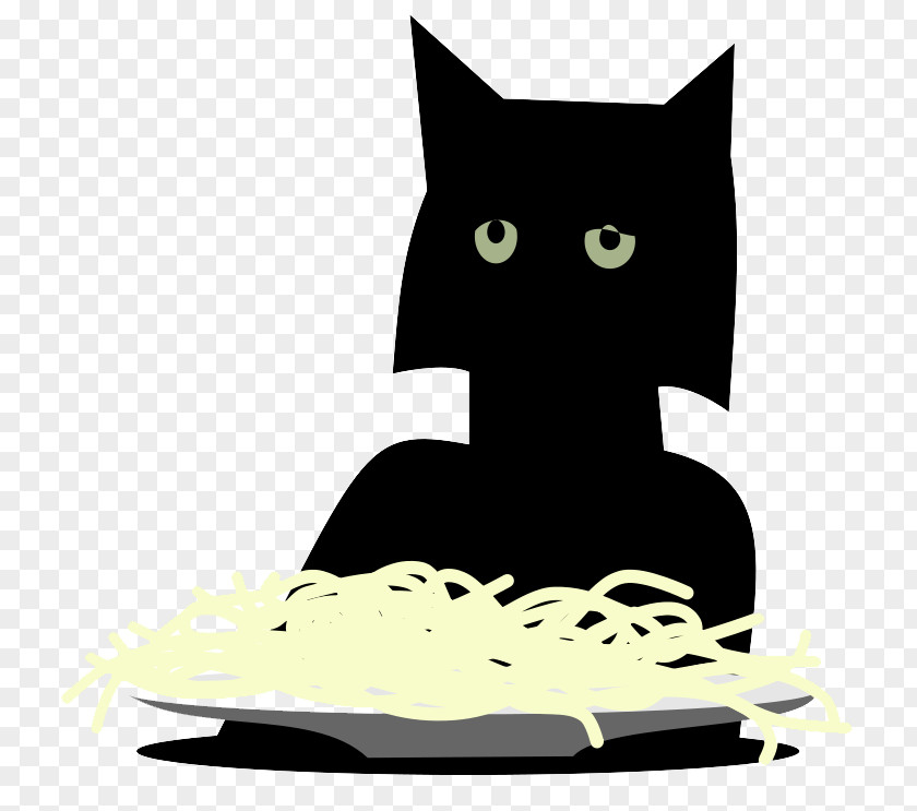 Black Kitten Eating Noodles Spaghetti With Meatballs Italian Cuisine Pasta Pizza PNG