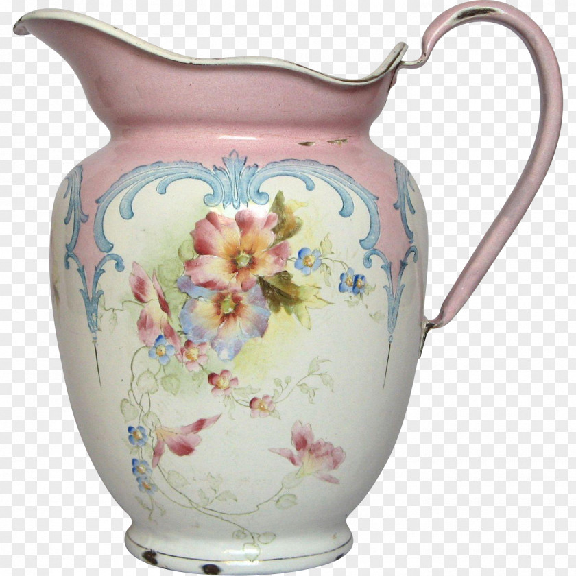 Hand-painted Flower Material Jug Vase Pitcher Porcelain Pottery PNG