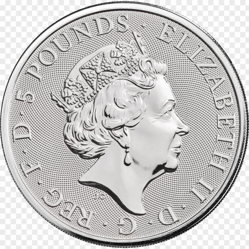 Metal Coin Royal Mint The Queen's Beasts Bullion Britannia Silver PNG
