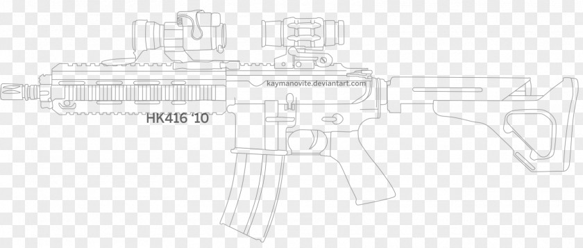 Hk416 /m/02csf Gun Barrel Firearm Line Art Design PNG