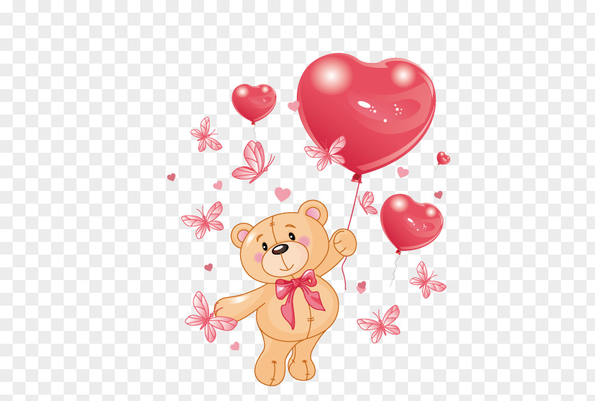 Teddy Bear Heart PNG bear , Holding love balloon bear, holding heart clipart PNG