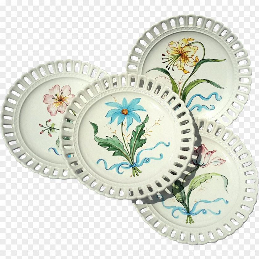 Hand-painted Floral Material Tableware Porcelain Platter Plate Exhibition PNG
