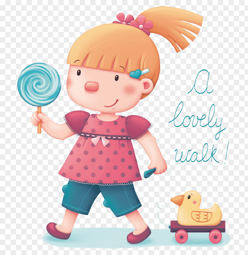 Take A Stroll Duck Lollipop Doll Toddler Stuffed Toy Illustration PNG